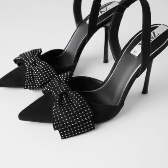 Zara Shoes - Zara Sling Back Heels with Studded Bow